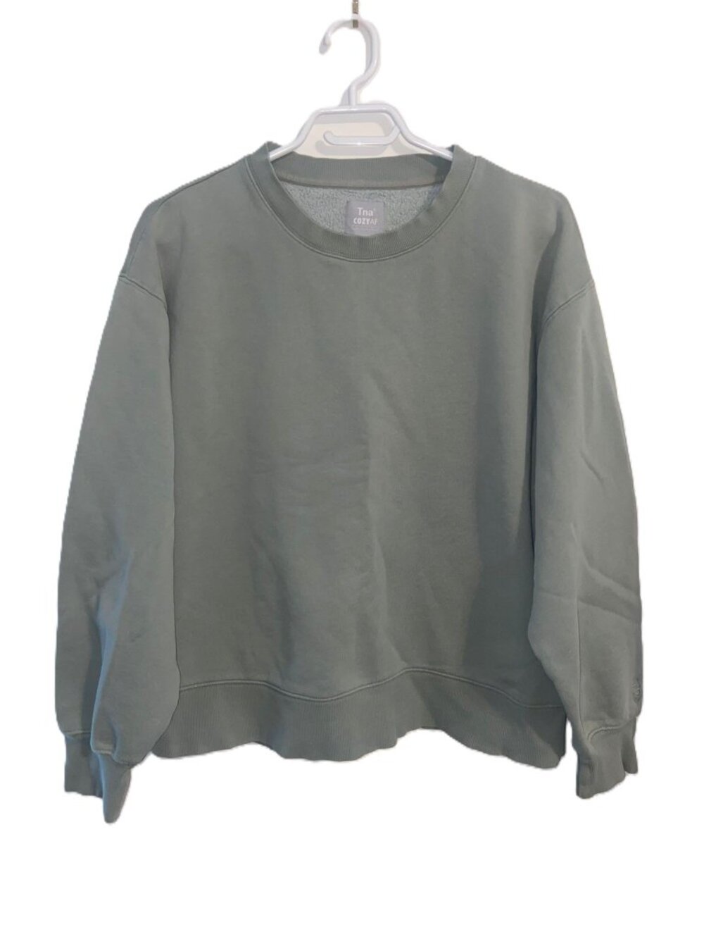 Aritzia TNA Cozy AF Fleece Pastel Green Crew Neck Sweatshirt Size 2 Fits Medium